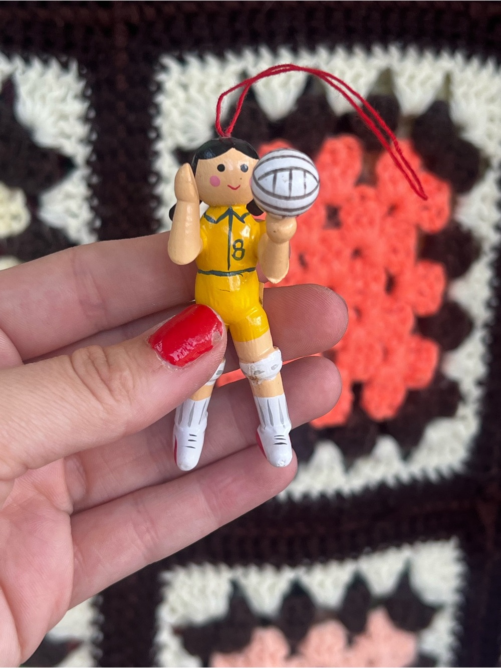Midwest Imports Volleyball Girl Wooden Christmas Ornament Vintage Taiwan